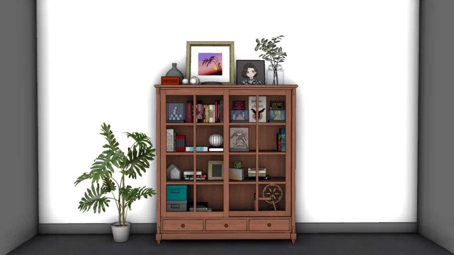 欧式家具书柜置物柜SU模型 SU模型免费下载_sketchup模型