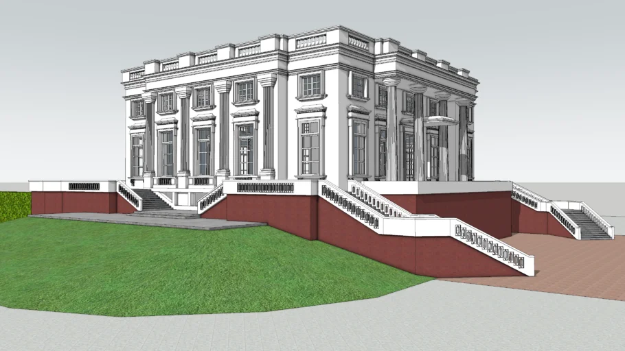 新古典主义欧式建筑公馆SU模型 SU模型免费下载_sketchup模型