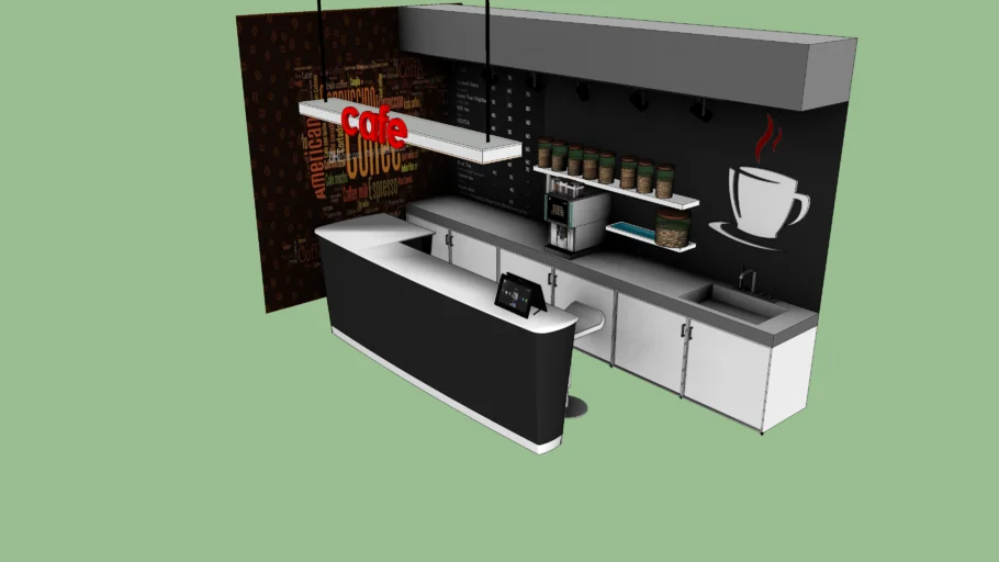 现代转角咖啡吧台SU模型 SU模型免费下载_sketchup模型
