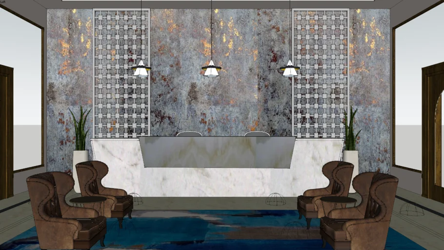 轻奢大理石酒店前台SU模型 SU模型免费下载_sketchup模型