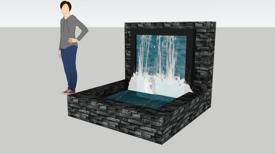 黑砖石流水景观墙SU模型 SU模型免费下载_sketchup模型