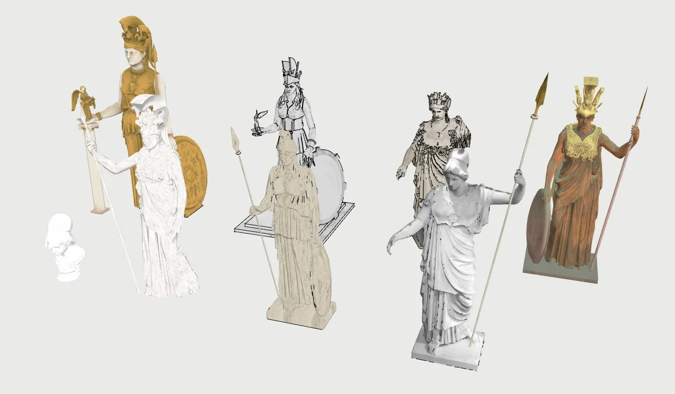 雅典娜女神雕塑组合SU模型 SU模型免费下载_sketchup模型