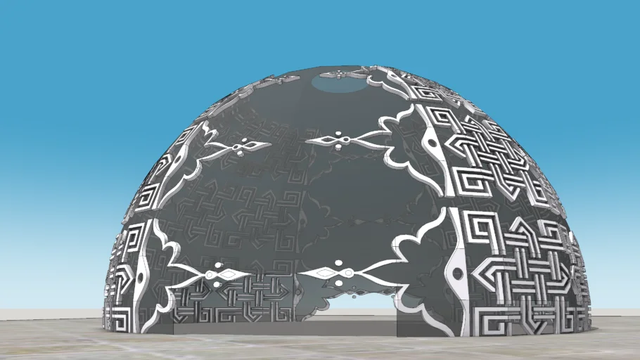 民族纹样穹顶休息亭SU模型 SU模型免费下载_sketchup模型