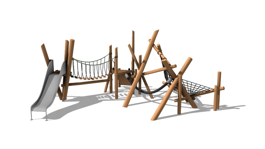 原木组合儿童游乐设施SU模型 SU模型免费下载_sketchup模型