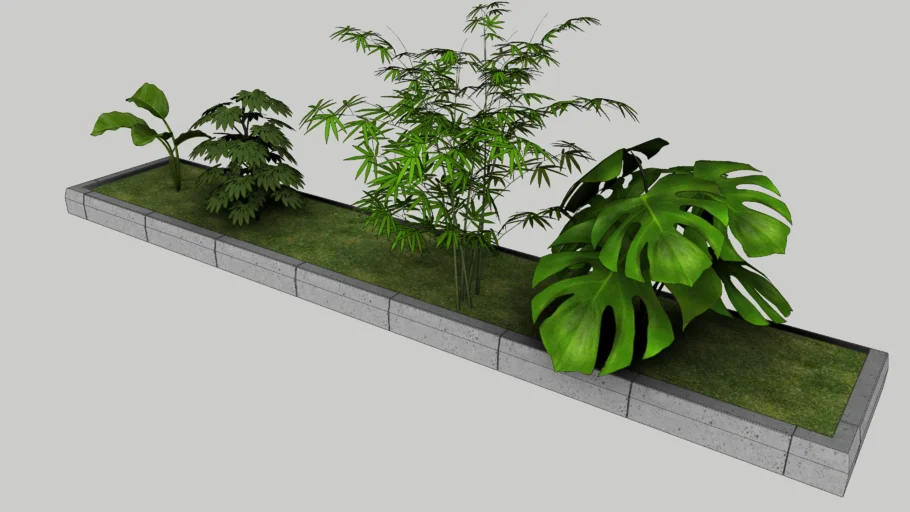 现代长条绿植花坛SU模型 SU模型免费下载_sketchup模型