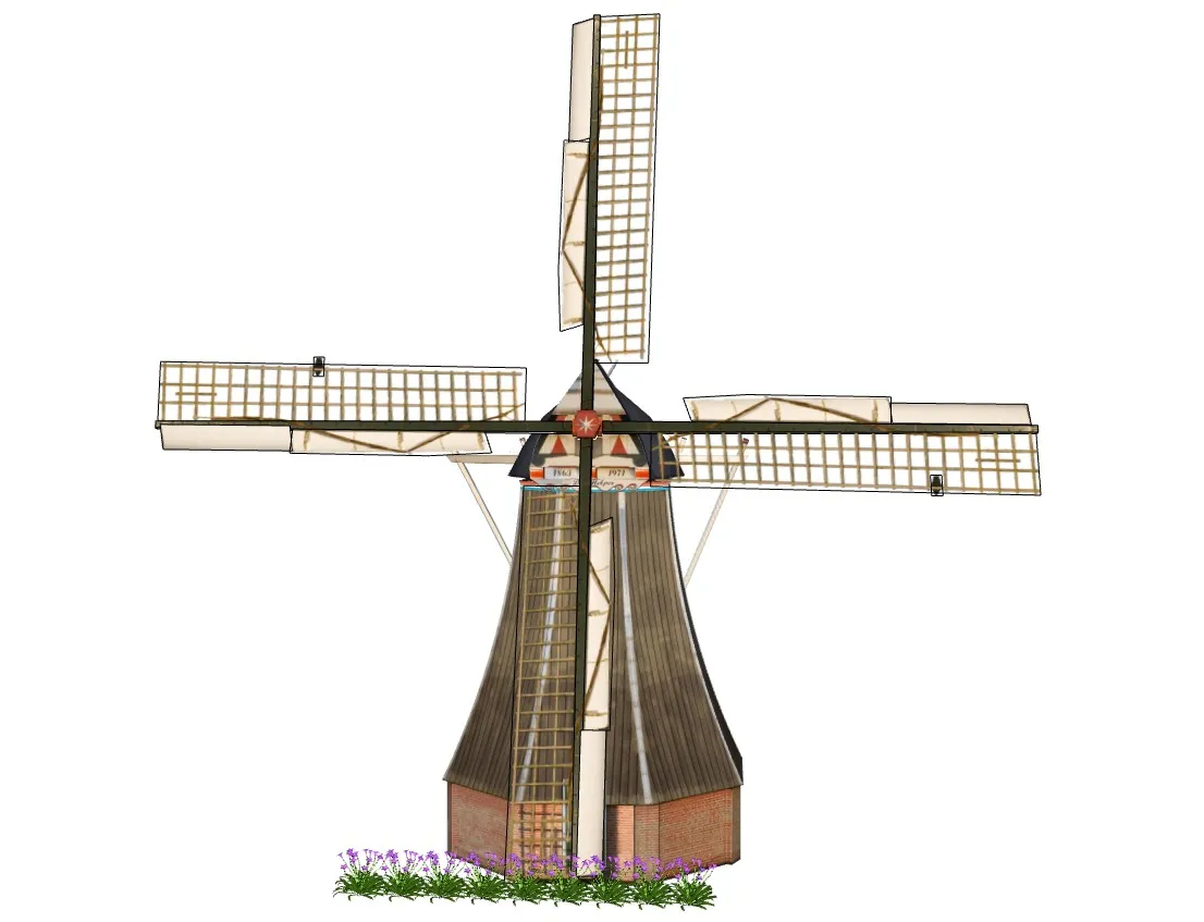 荷兰风格风车SU模型 SU模型免费下载_sketchup模型