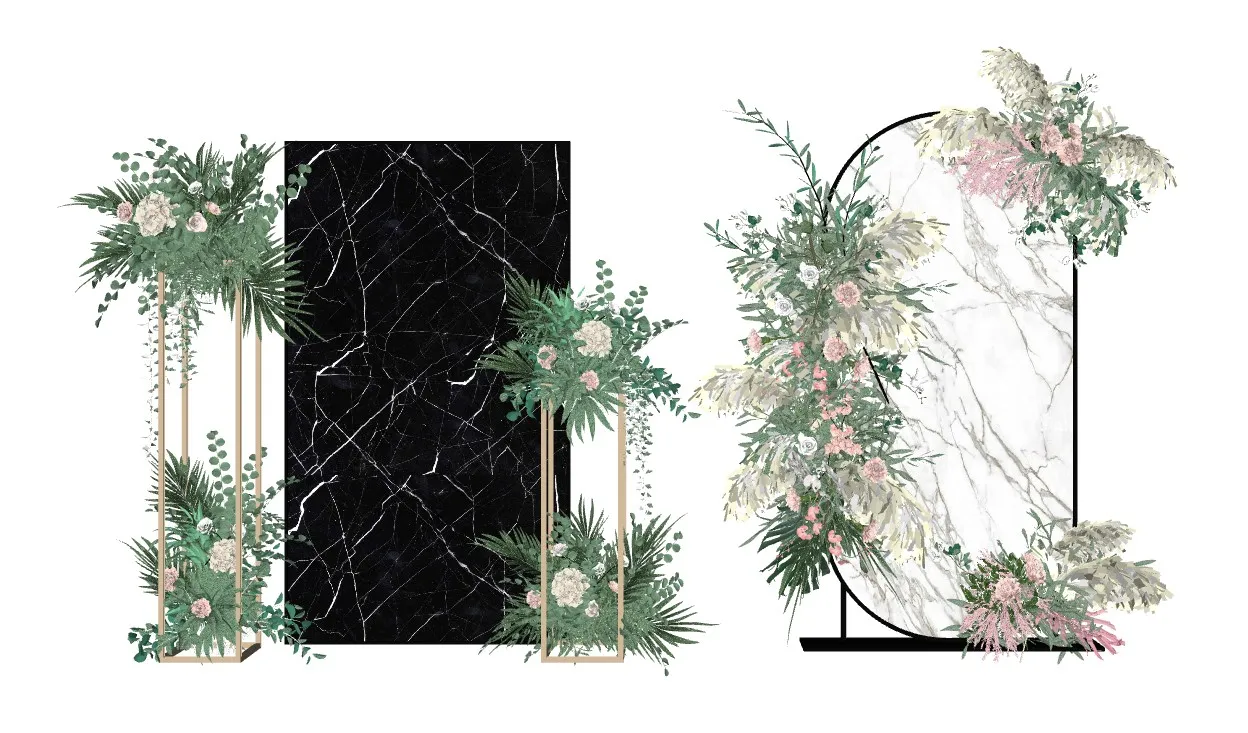 轻奢大理石婚礼花艺SU模型 SU模型免费下载_sketchup模型