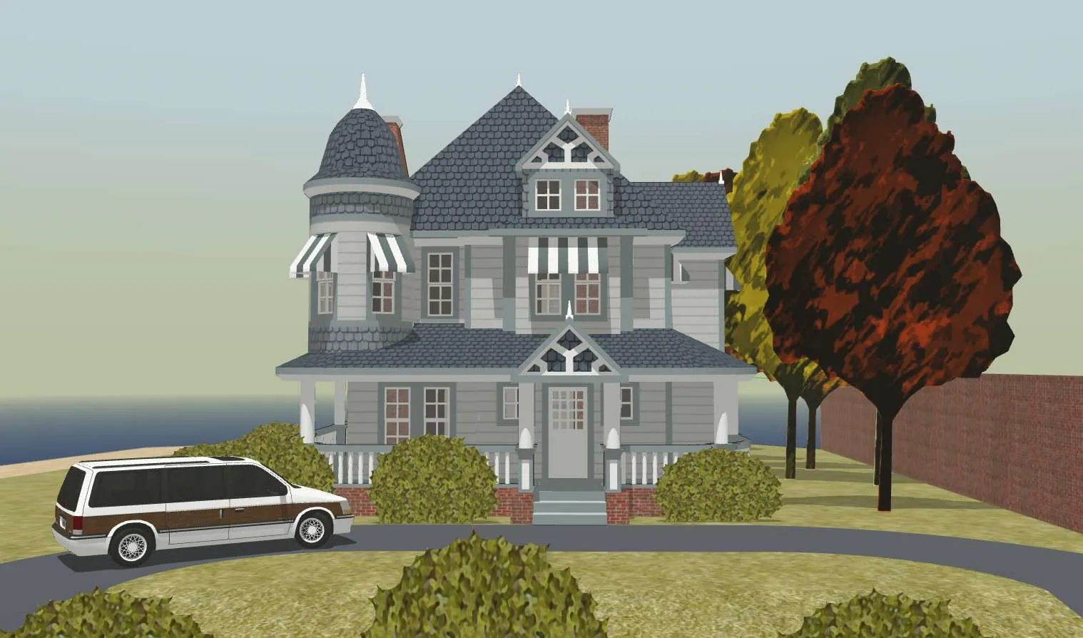 维多利亚式滨海庄园SU模型 SU模型免费下载_sketchup模型