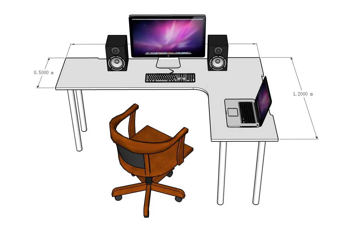 现代简约电脑转角桌SU模型 SU模型免费下载_sketchup模型