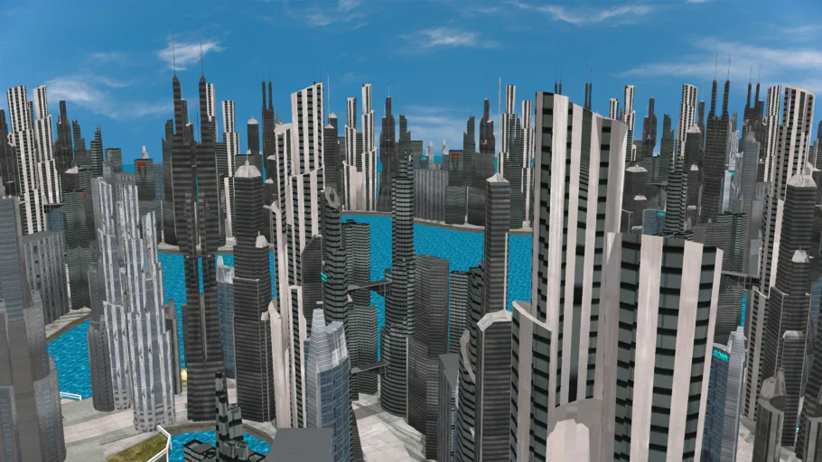 未来环形围海城市SU模型 SU模型免费下载_sketchup模型