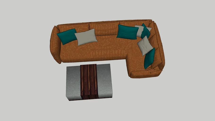 L型布艺沙发茶几SU模型 SU模型免费下载_sketchup模型