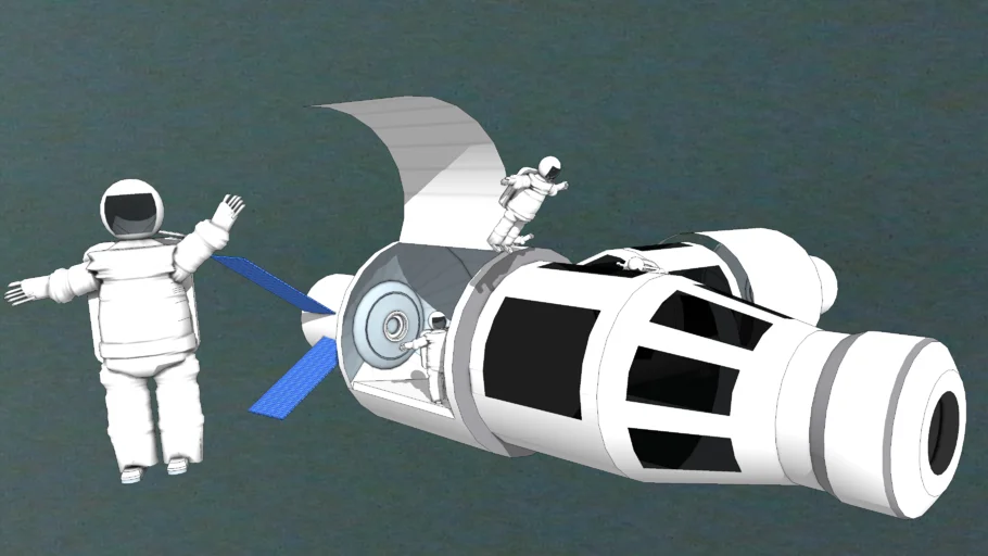 航天舱宇航员组合SU模型 SU模型免费下载_sketchup模型