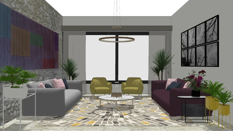 现代简约会客厅SU模型 SU模型免费下载_sketchup模型