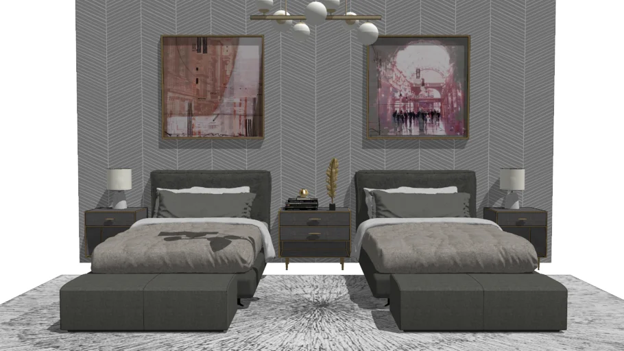 现代轻奢双人卧室模型 SU模型免费下载_sketchup模型