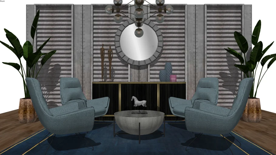 工业风轻奢会客厅模型 SU模型免费下载_sketchup模型