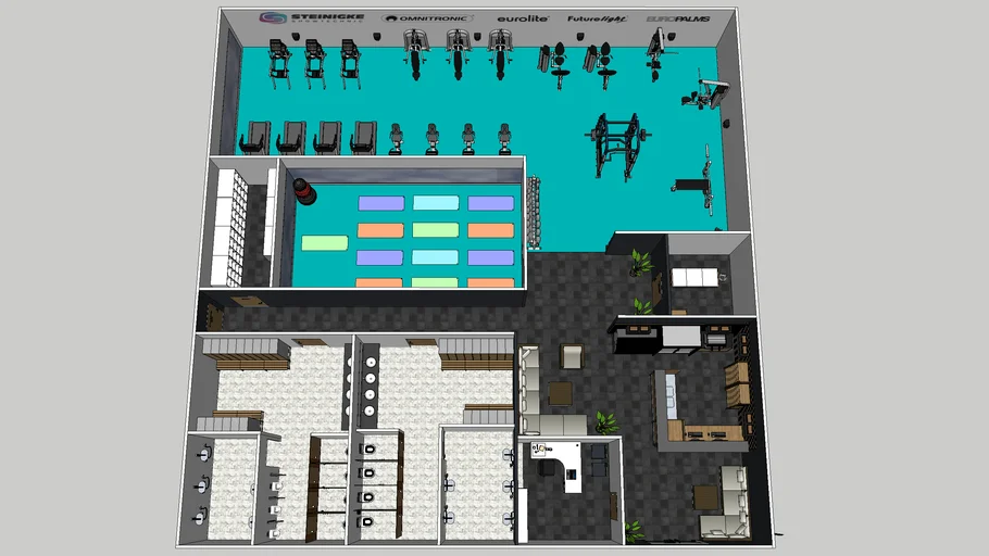 现代综合健身房SU模型 SU模型免费下载_sketchup模型