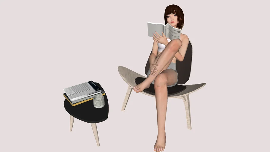 休闲阅读人物SU模型 SU模型免费下载_sketchup模型