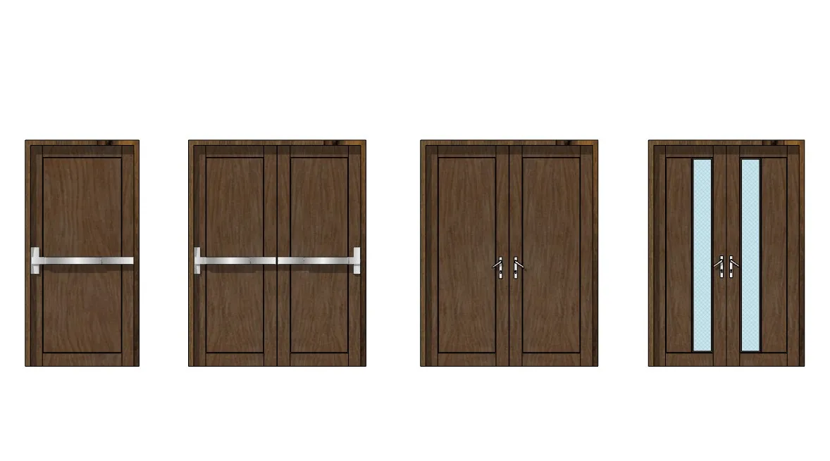 木质消防通道门SU模型 SU模型免费下载_sketchup模型