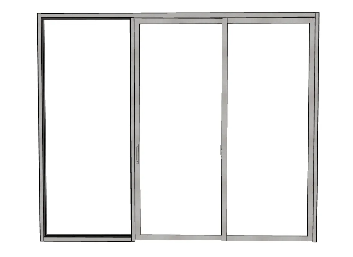 三轨窄边厨房移门SU模型 SU模型免费下载_sketchup模型