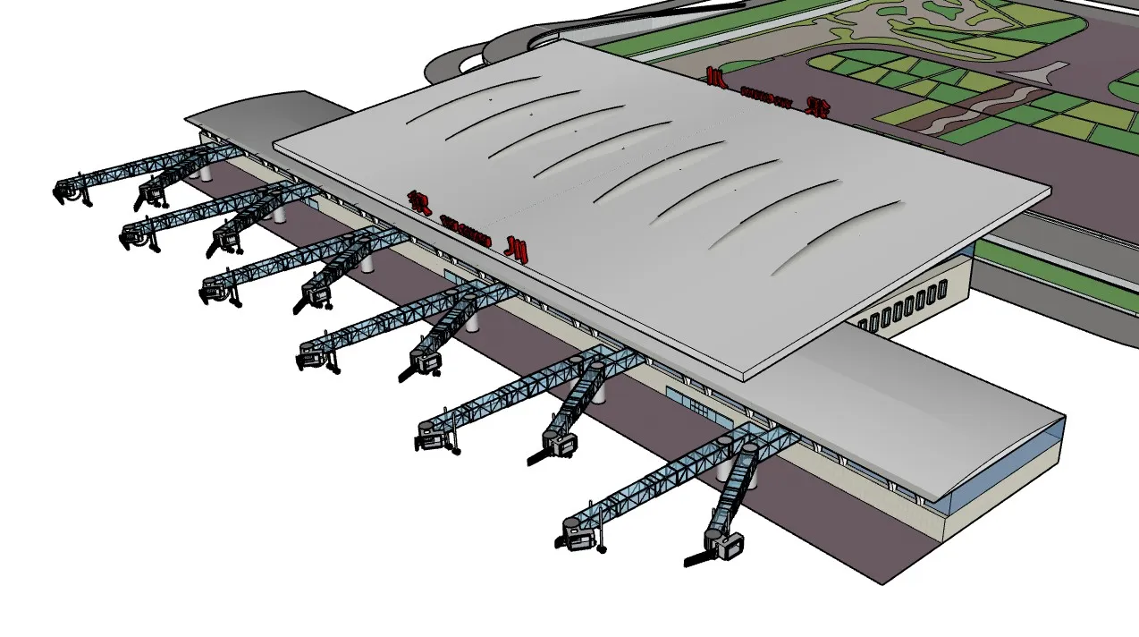 银川机场T2航站楼SU模型 SU模型免费下载_sketchup模型