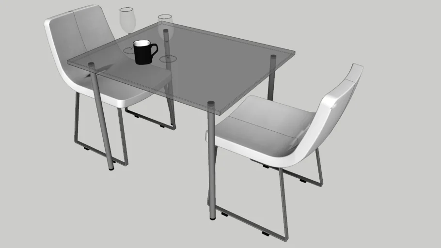 现代极简双人餐桌SU模型 SU模型免费下载_sketchup模型