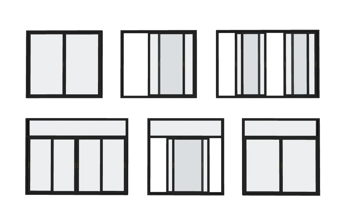 窄边黑色推拉窗组合SU模型 SU模型免费下载_sketchup模型