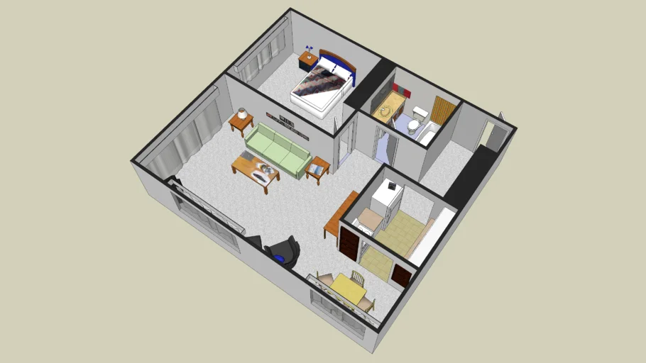 八十平室内公寓SU模型 SU模型免费下载_sketchup模型