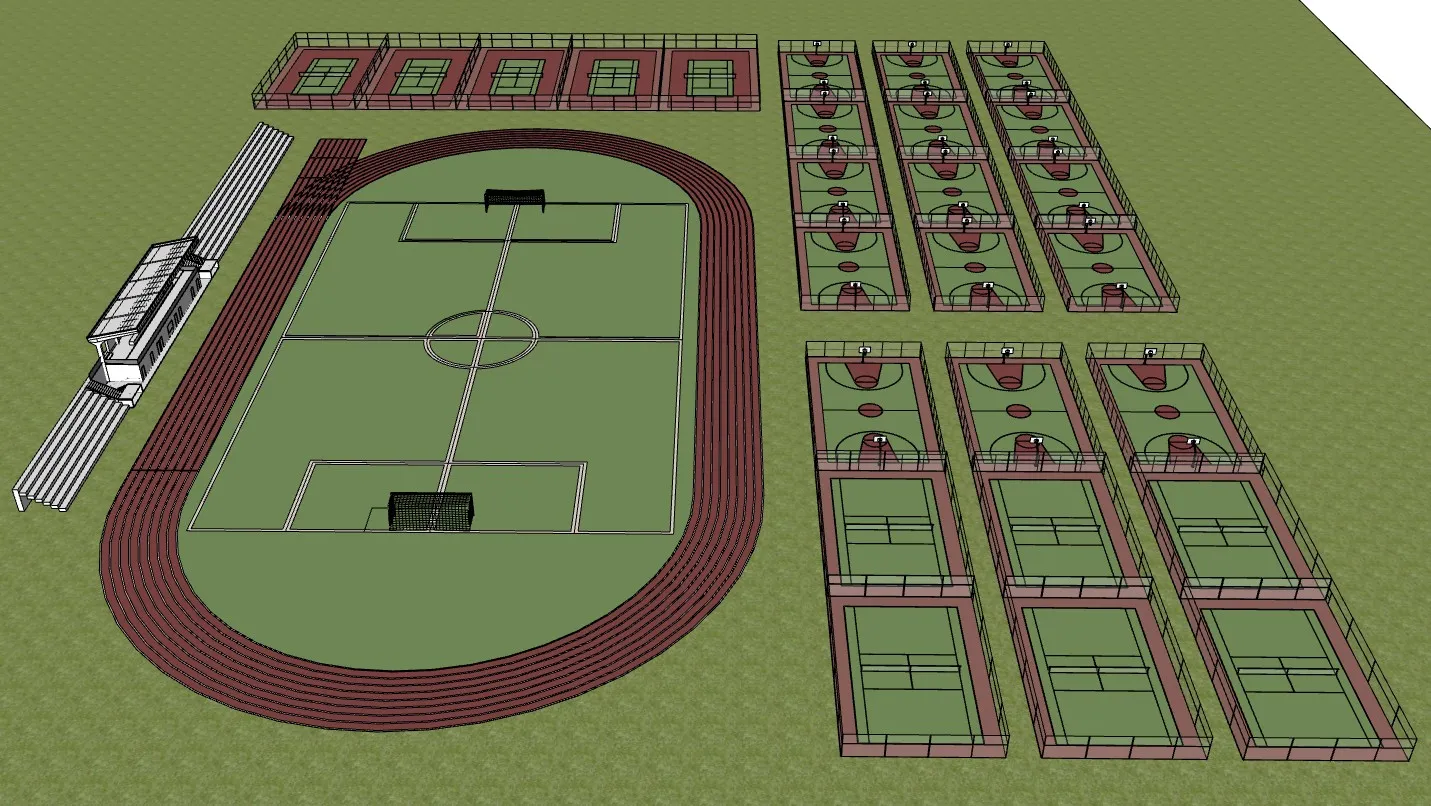 校园田径场看台SU模型 SU模型免费下载_sketchup模型