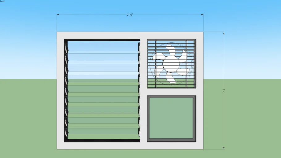 百叶通风窗带排气扇SU模型 SU模型免费下载_sketchup模型