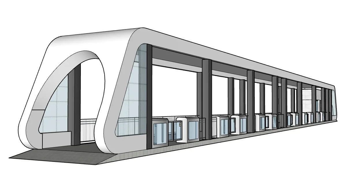 现代快速公交站SU模型 SU模型免费下载_sketchup模型