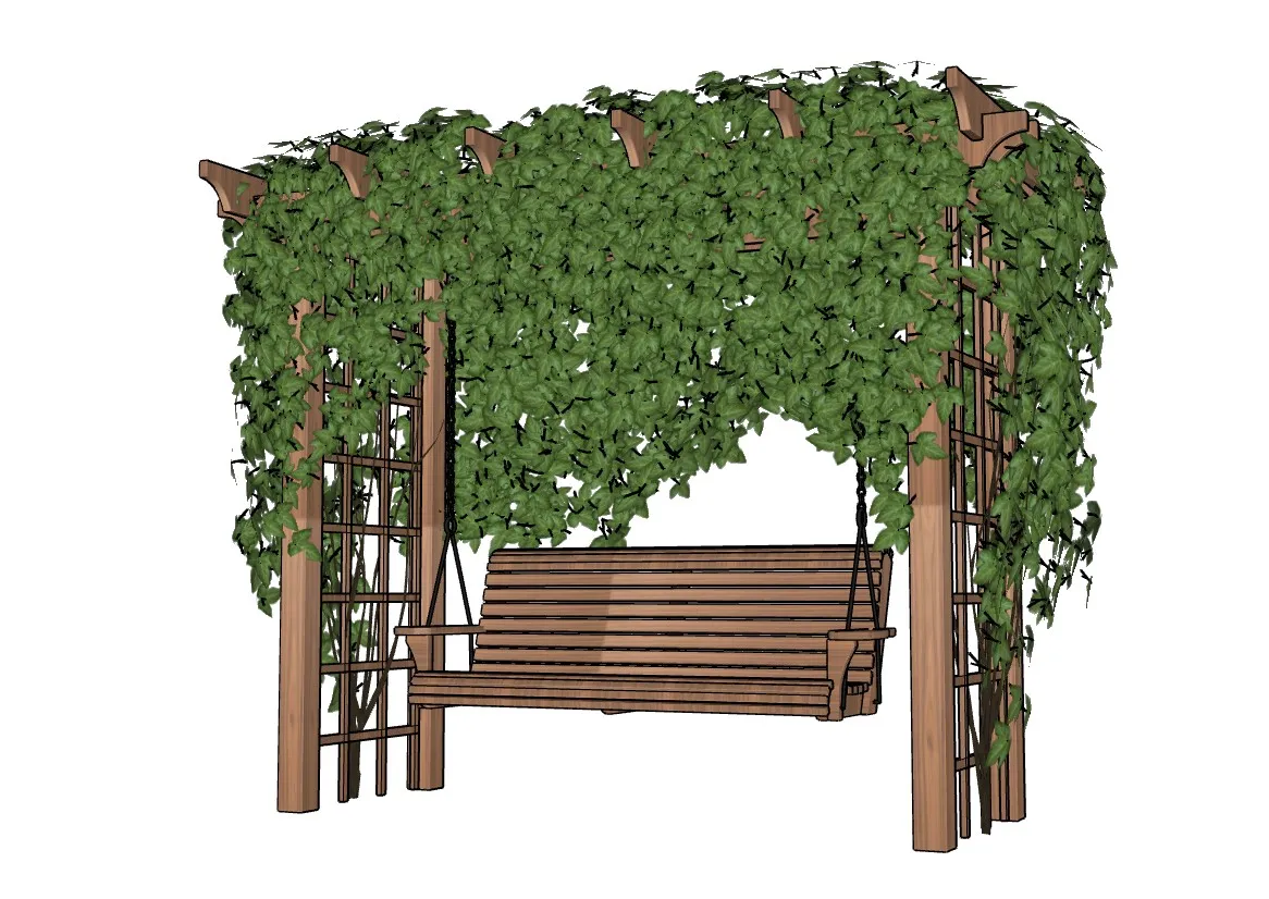木制葡萄架秋千椅藤架SU模型 SU模型免费下载_sketchup模型