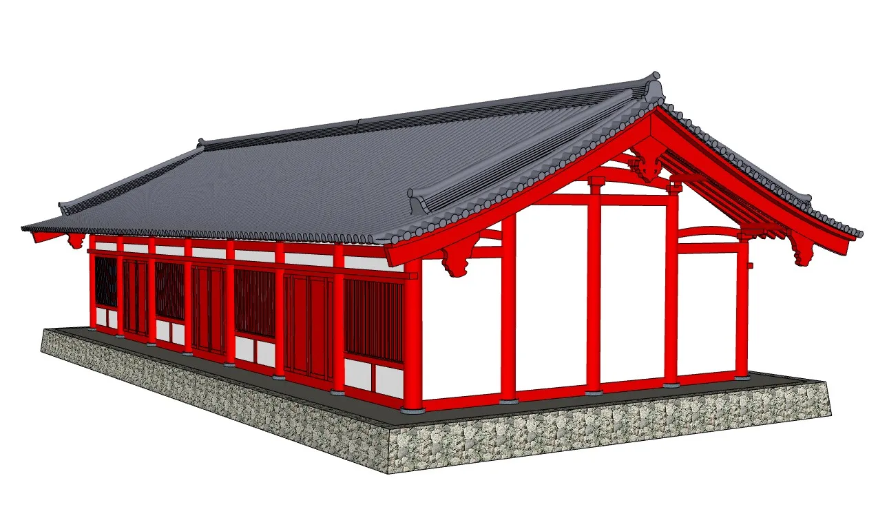 日式单檐寺院殿堂su模型 SU模型免费下载_sketchup模型
