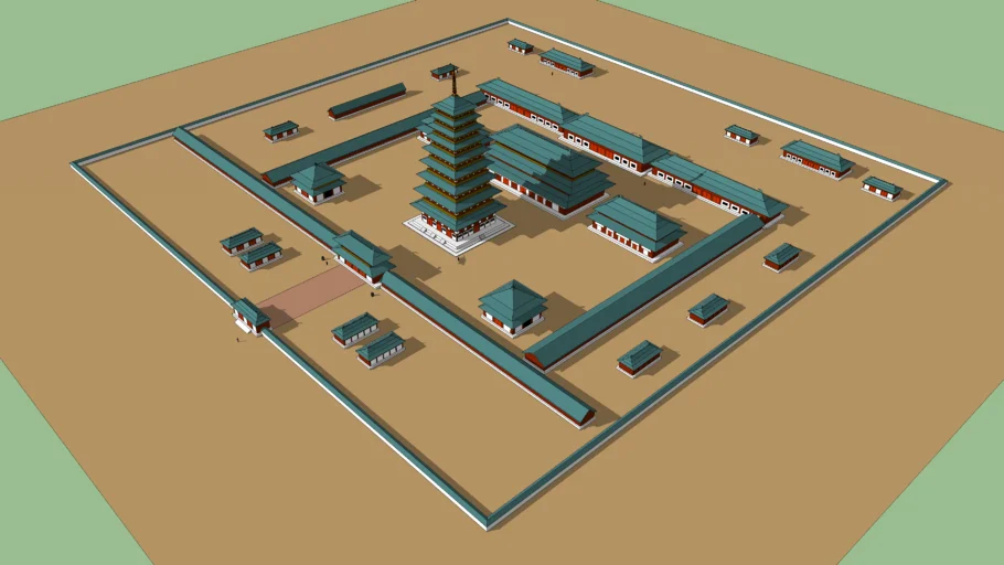黄龙寺寺庙建筑SU模型 SU模型免费下载_sketchup模型