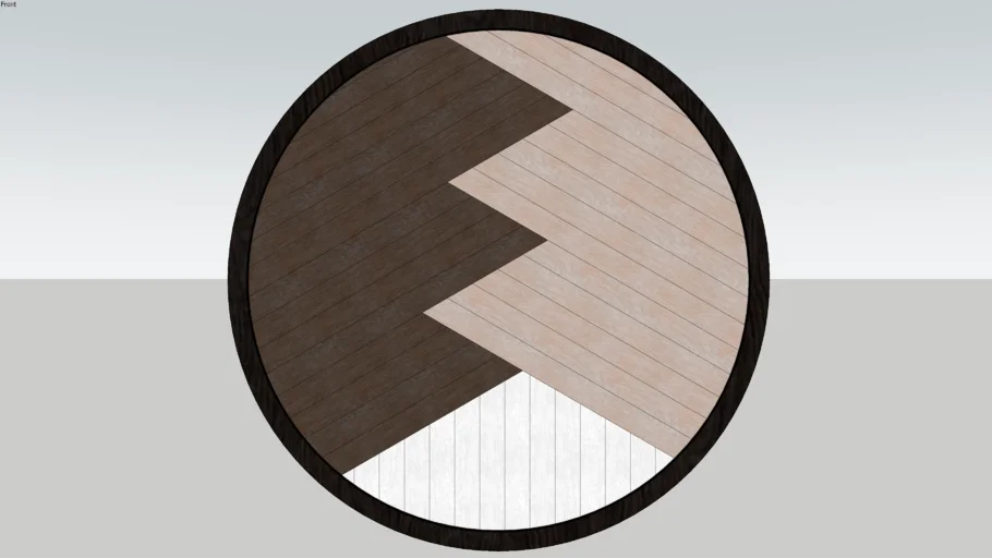 圆形三色拼木装饰画SU模型 SU模型免费下载_sketchup模型