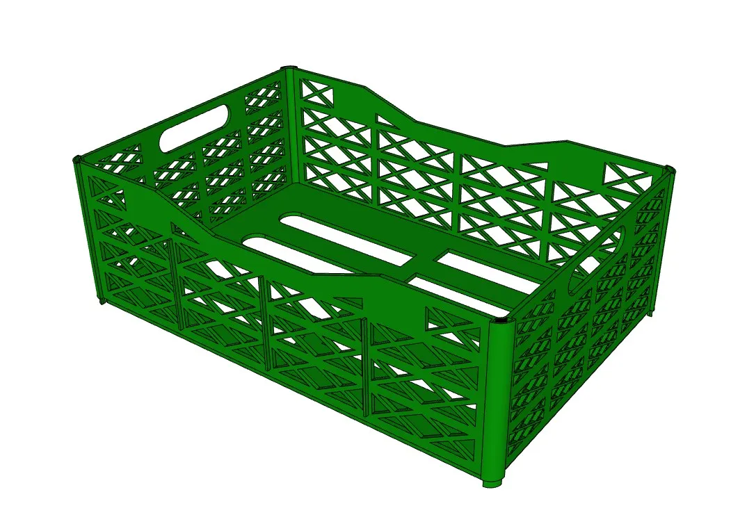 绿色镂空塑料周转筐转运筐SU模型 SU模型免费下载_sketchup模型