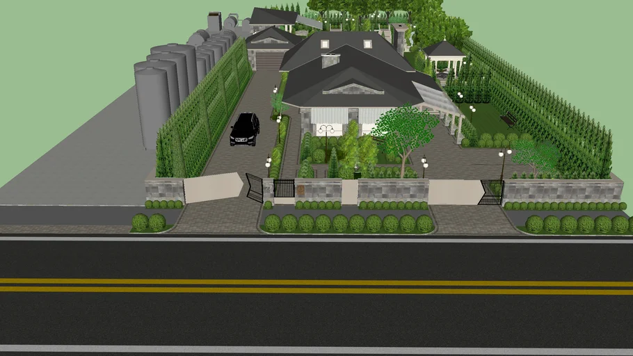 欧式酒庄庄园建筑SU模型 SU模型免费下载_sketchup模型