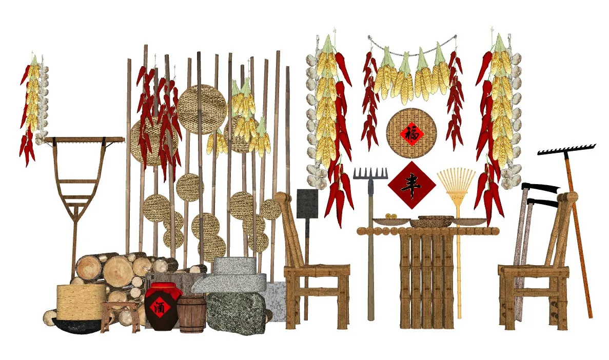 农业装饰组合su模型 SU模型免费下载_sketchup模型