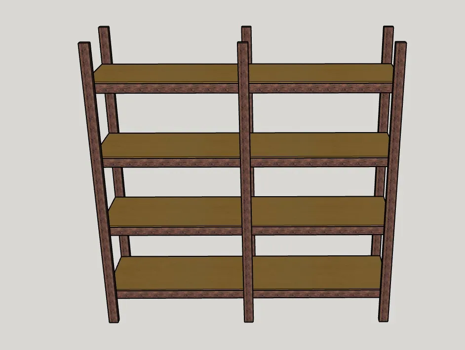 双列四层实木架置物架SU模型 SU模型免费下载_sketchup模型