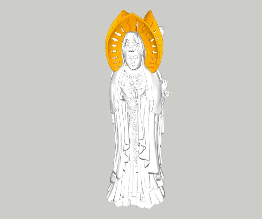火焰背光观音像SU模型 SU模型免费下载_sketchup模型