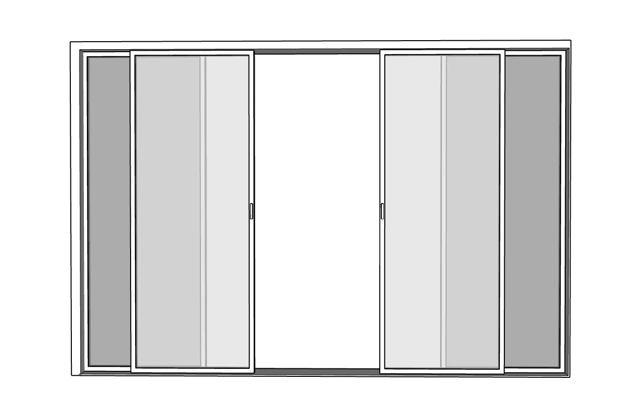四扇推拉玻璃门SU模型 SU模型免费下载_sketchup模型