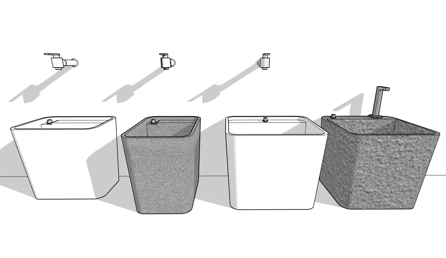 多材质方形拖把池SU模型 SU模型免费下载_sketchup模型