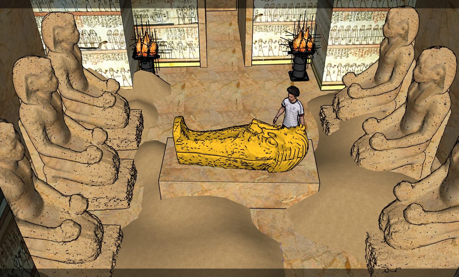 古埃及法老墓室场景SU模型 SU模型免费下载_sketchup模型