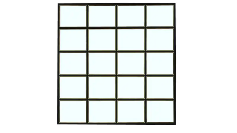 方格金属框玻璃墙SU模型 SU模型免费下载_sketchup模型