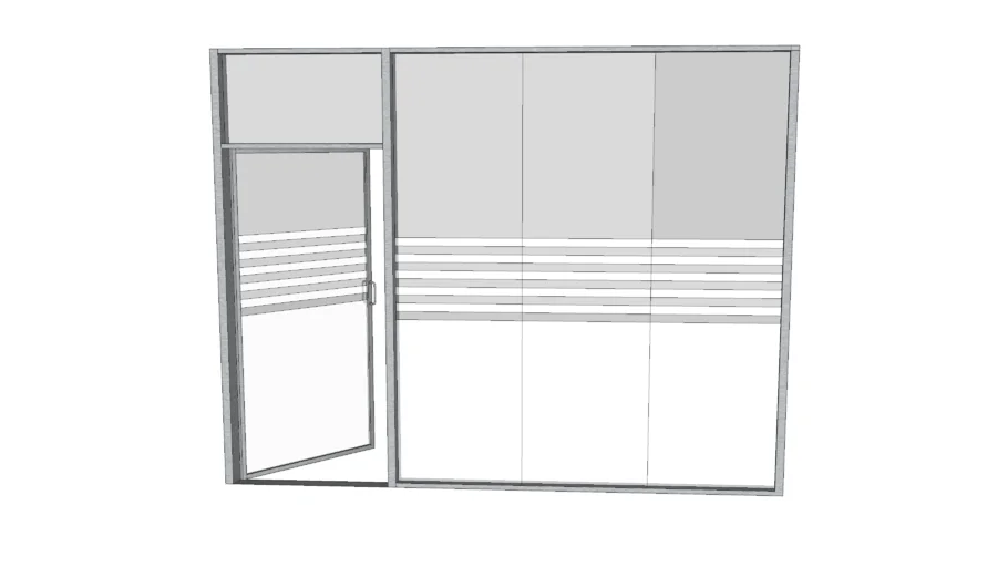 现代带门办公隔断玻璃墙SU模型 SU模型免费下载_sketchup模型
