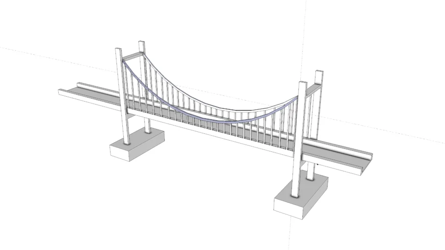 小型悬索桥梁SU模型 SU模型免费下载_sketchup模型