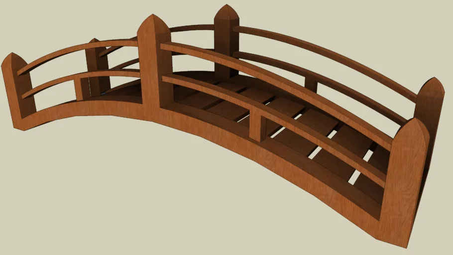 日式弧形木桥SU模型 SU模型免费下载_sketchup模型