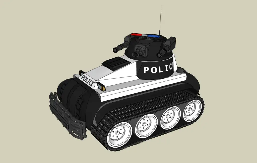 科幻警用履带战车SU模型 SU模型免费下载_sketchup模型
