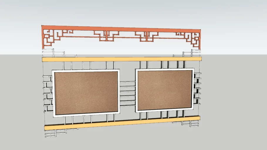 中式镂空文化宣传栏SU模型 SU模型免费下载_sketchup模型