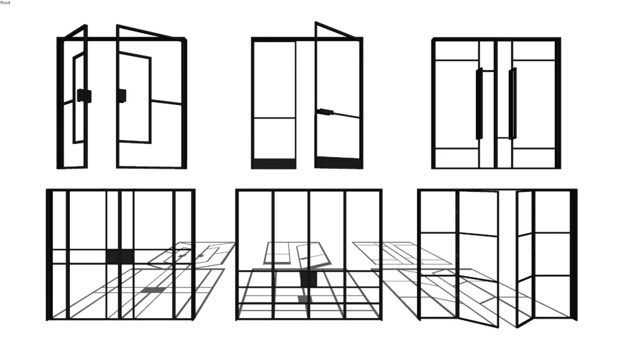 黑色金属玻璃门SU模型 SU模型免费下载_sketchup模型