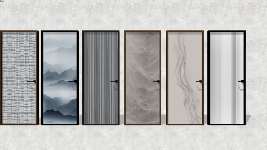 新中式艺术玻璃门SU模型 SU模型免费下载_sketchup模型